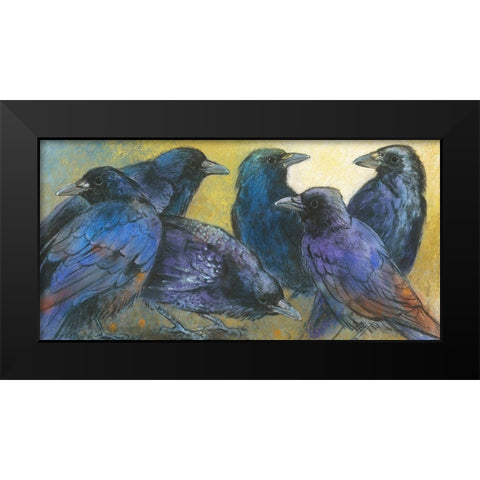 Amseln Black Modern Wood Framed Art Print by Botman, Loes