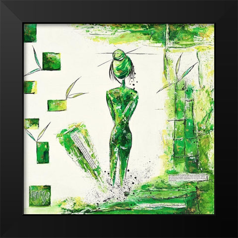 Girl Black Modern Wood Framed Art Print by Marso