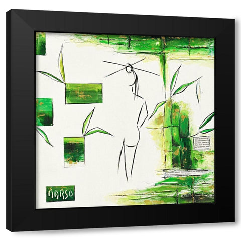 Zen Black Modern Wood Framed Art Print with Double Matting by Marso