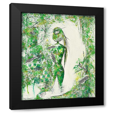 Woman Black Modern Wood Framed Art Print with Double Matting by Marso