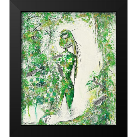 Woman Black Modern Wood Framed Art Print by Marso