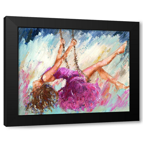 Loiseau sur la branche Black Modern Wood Framed Art Print with Double Matting by Catherine M.