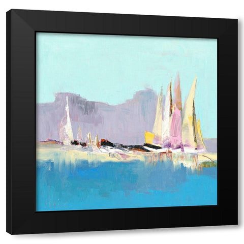 Embarcations legeres Black Modern Wood Framed Art Print with Double Matting by Parise, Chantal
