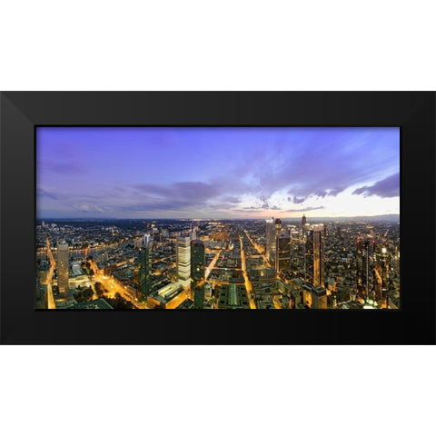 Frankfurt Panorama beleuchtet Panoramadetail Black Modern Wood Framed Art Print by Fischer, Rolf