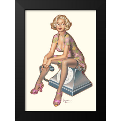 Telefon Black Modern Wood Framed Art Print by Hitte, Patrick