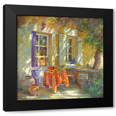 Bouquet de tournesols Black Modern Wood Framed Art Print with Double Matting by Messely, Johan