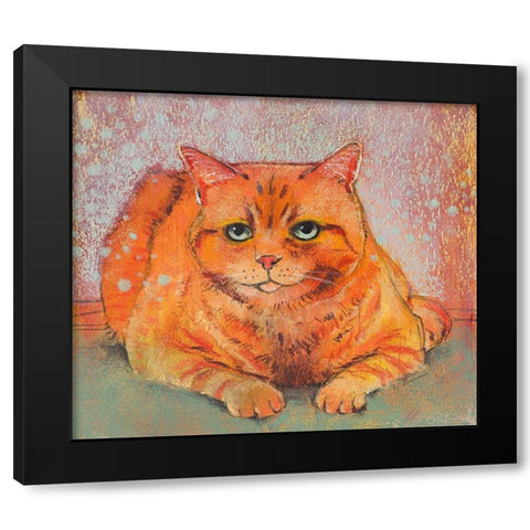 Cat lying down Black Modern Wood Framed Art Print with Double Matting by Botman, Loes