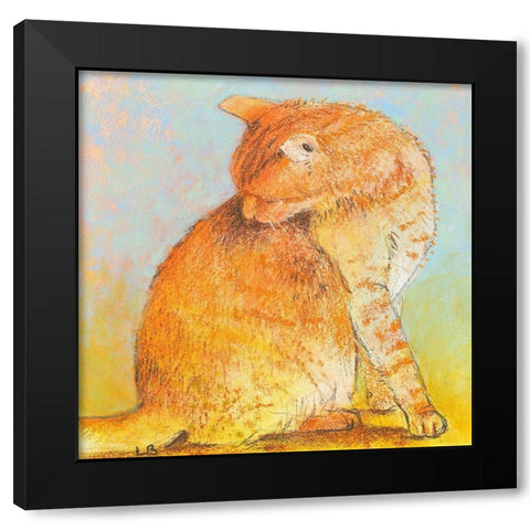 Cat II Black Modern Wood Framed Art Print by Botman, Loes