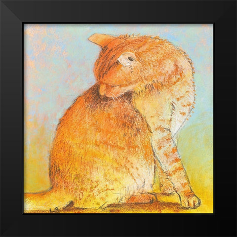 Cat II Black Modern Wood Framed Art Print by Botman, Loes