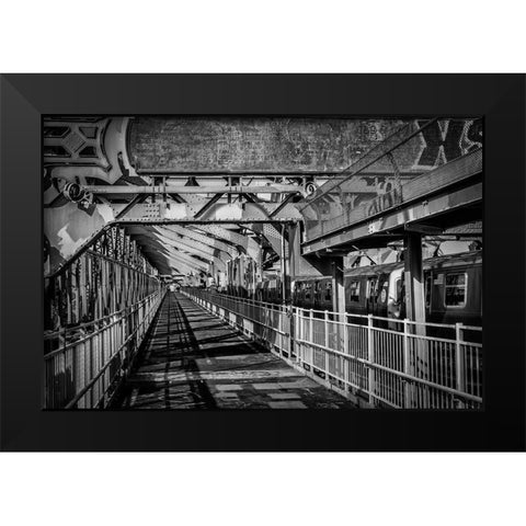 New York Train Black Modern Wood Framed Art Print by Ronin
