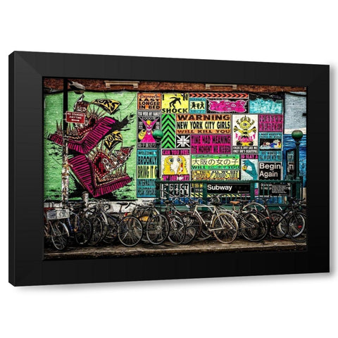 New York Street Art Black Modern Wood Framed Art Print by Ronin
