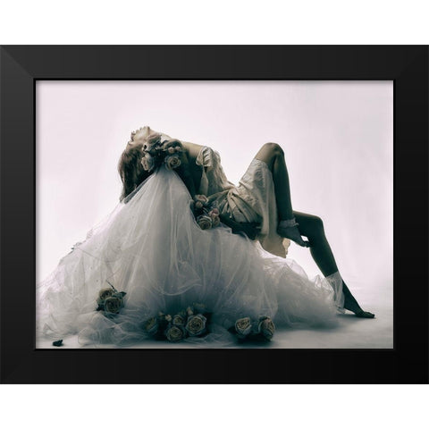 Inked Rose Black Modern Wood Framed Art Print by Milillo, Marco