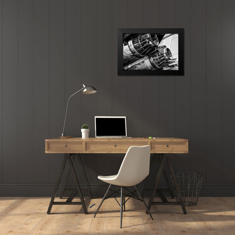 Dual Jet Engine Black Modern Wood Framed Art Print by Ronin