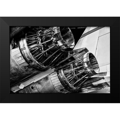 Dual Jet Engine Black Modern Wood Framed Art Print by Ronin