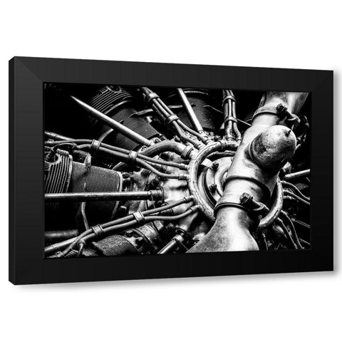 Propellor Engine close up Black Modern Wood Framed Art Print with Double Matting by Ronin
