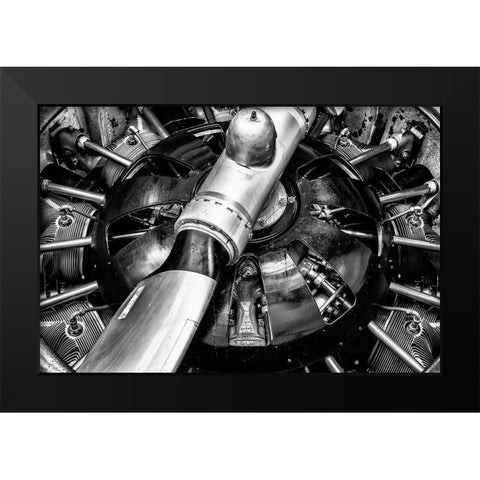 Propellor Engine close up 2 Black Modern Wood Framed Art Print by Ronin