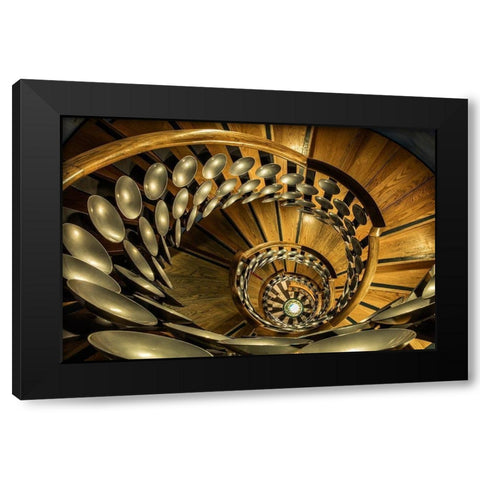 Majic Staircase Black Modern Wood Framed Art Print by Ronin