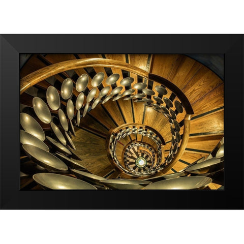 Majic Staircase Black Modern Wood Framed Art Print by Ronin