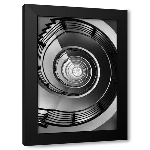 Hypnotic Black Modern Wood Framed Art Print with Double Matting by Ronin
