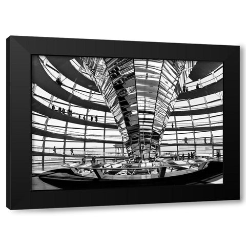 Bundestag Black Modern Wood Framed Art Print by Ronin