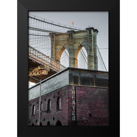 Brooklyn Theater Black Modern Wood Framed Art Print by Ronin