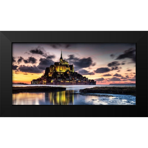 Mont Saint Michel Black Modern Wood Framed Art Print by Ronin