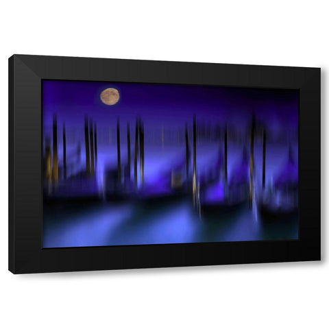 Kanale Grande Blaue Stunde Black Modern Wood Framed Art Print by Fischer, Rolf