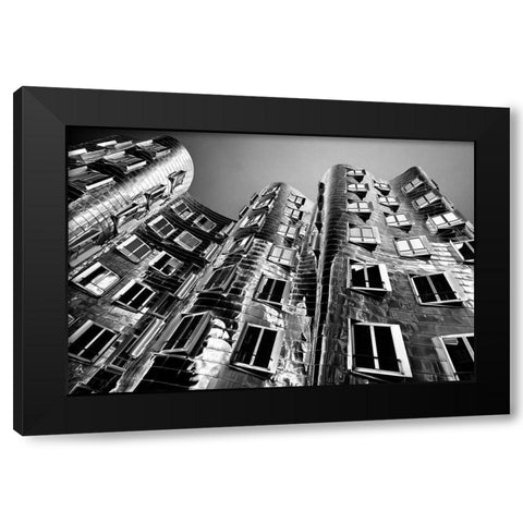 Gehry Bauten Dusseldorf Black Modern Wood Framed Art Print by Fischer, Rolf