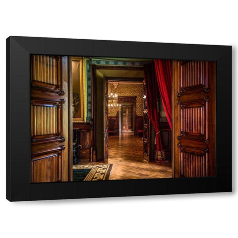 Old Castle Doorway Black Modern Wood Framed Art Print with Double Matting by Ronin