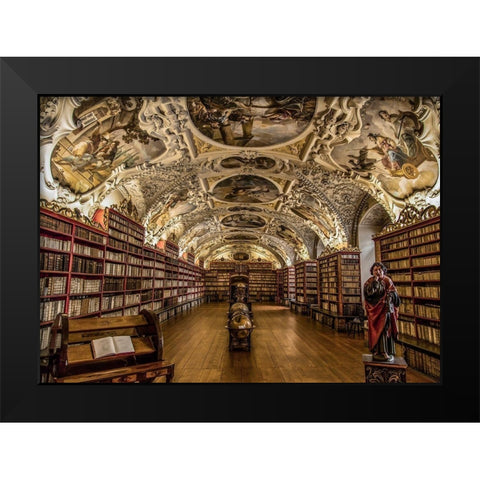 Beautiful old Library Black Modern Wood Framed Art Print by Ronin