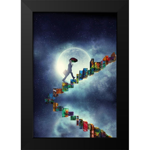 The Moonwalker Black Modern Wood Framed Art Print by Hillert, Peter