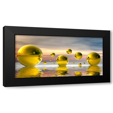 Golden Bowls 14 Black Modern Wood Framed Art Print by Hillert, Peter