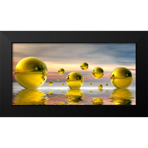 Golden Bowls 14 Black Modern Wood Framed Art Print by Hillert, Peter