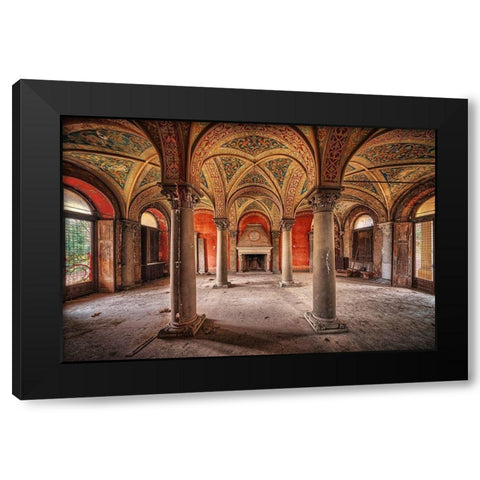By the Fireplace Black Modern Wood Framed Art Print by Haker, Matthias
