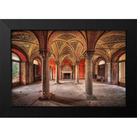 By the Fireplace Black Modern Wood Framed Art Print by Haker, Matthias