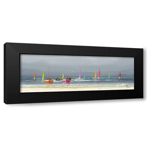 La plage Black Modern Wood Framed Art Print with Double Matting by Flanet, Frederic