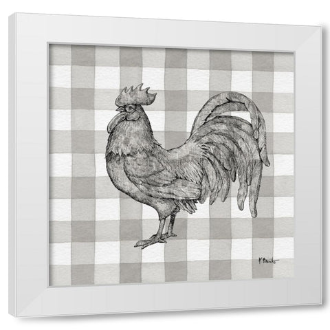 Lined Rooster II White Modern Wood Framed Art Print by Brent, Paul