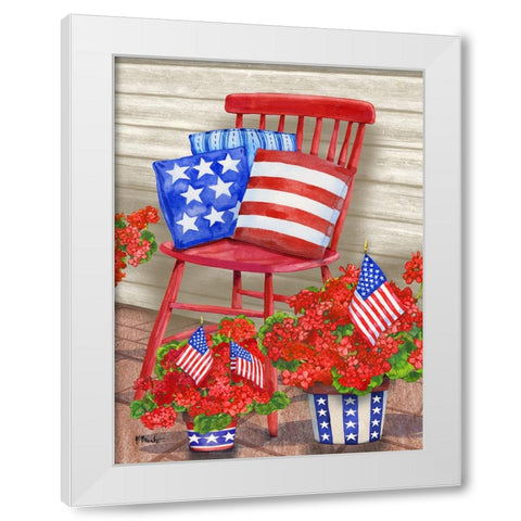 Farmhouse Florals I - Patriotic White Modern Wood Framed Art Print by Brent, Paul