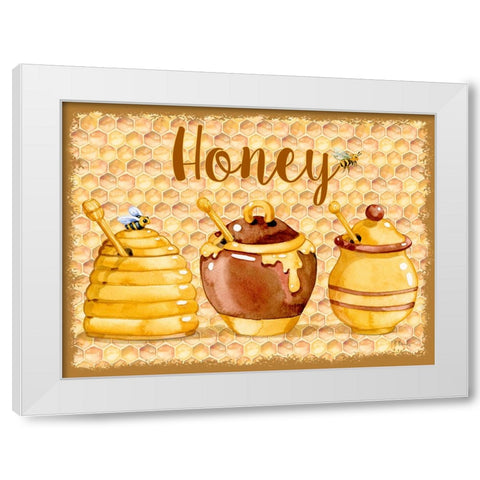 Honey Pot Horizontal - Honeycomb White Modern Wood Framed Art Print by Brent, Paul