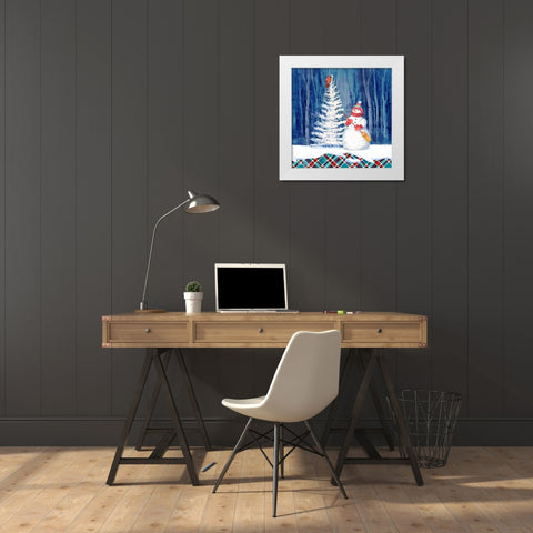 Frosted Snowman II White Modern Wood Framed Art Print by Brent, Paul