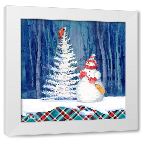 Frosted Snowman II White Modern Wood Framed Art Print by Brent, Paul