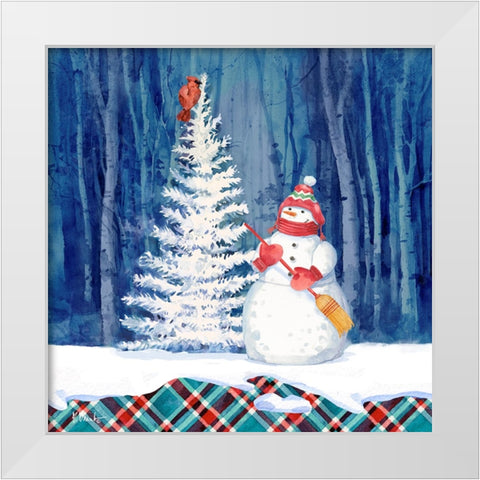 Frosted Snowman II White Modern Wood Framed Art Print by Brent, Paul