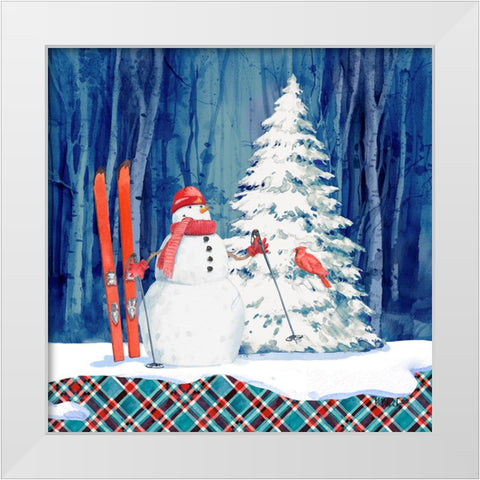 Frosted Snowman III White Modern Wood Framed Art Print by Brent, Paul