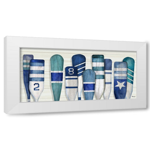 Port Oars Horizontal - Blue White Modern Wood Framed Art Print by Brent, Paul
