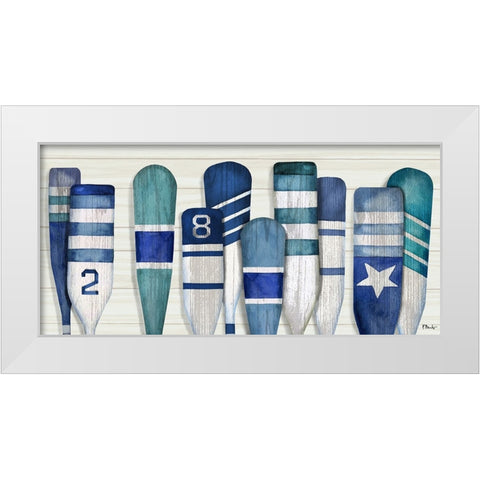 Port Oars Horizontal - Blue White Modern Wood Framed Art Print by Brent, Paul