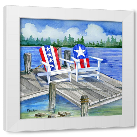 Patriotic Dock I White Modern Wood Framed Art Print by Brent, Paul