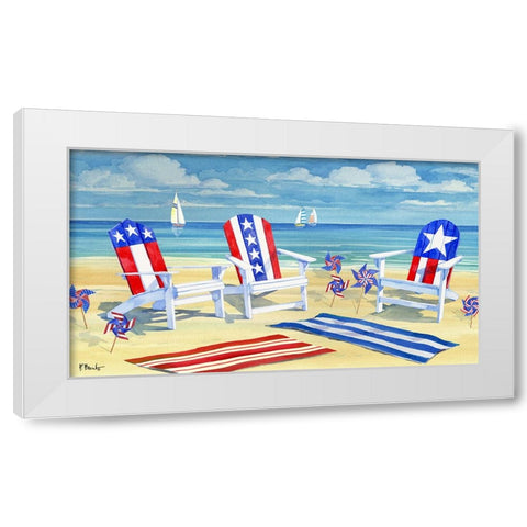 Patriotic Beach Horizontal White Modern Wood Framed Art Print by Brent, Paul