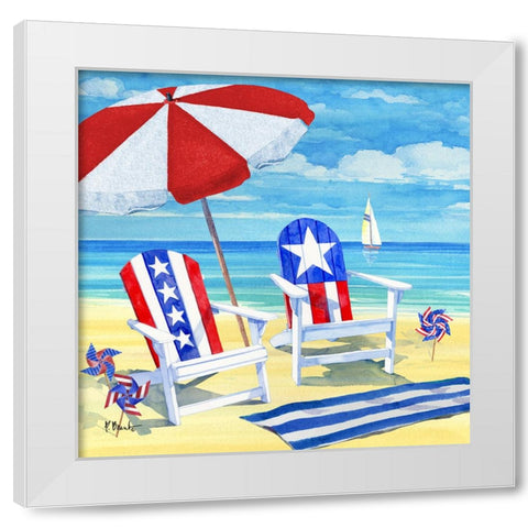 Patriotic Beach I White Modern Wood Framed Art Print by Brent, Paul