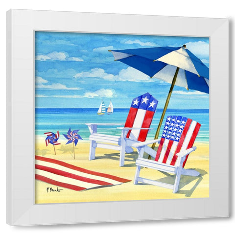 Patriotic Beach II White Modern Wood Framed Art Print by Brent, Paul