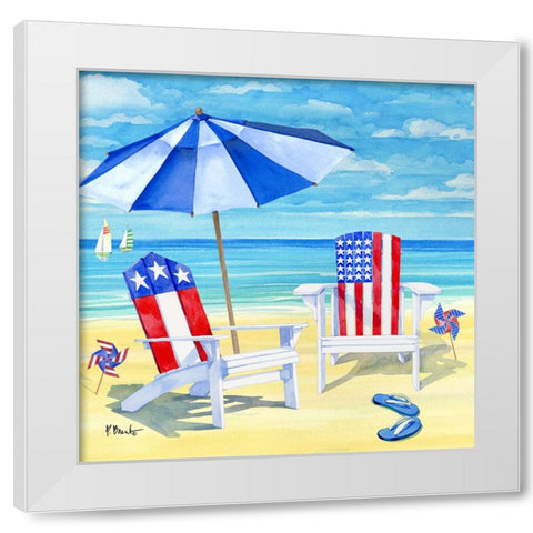 Patriotic Beach III White Modern Wood Framed Art Print by Brent, Paul